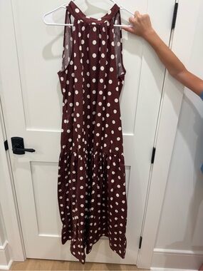nicole miller brown polka dot dress | Dresses | Nwt Nicole Miller Paisley Silk Tank Size 6 Style SKU: F-DRS-WKJ-TEE-MIDI Fitted corset bodice with Wedding Guest | Siren Secondary color:White